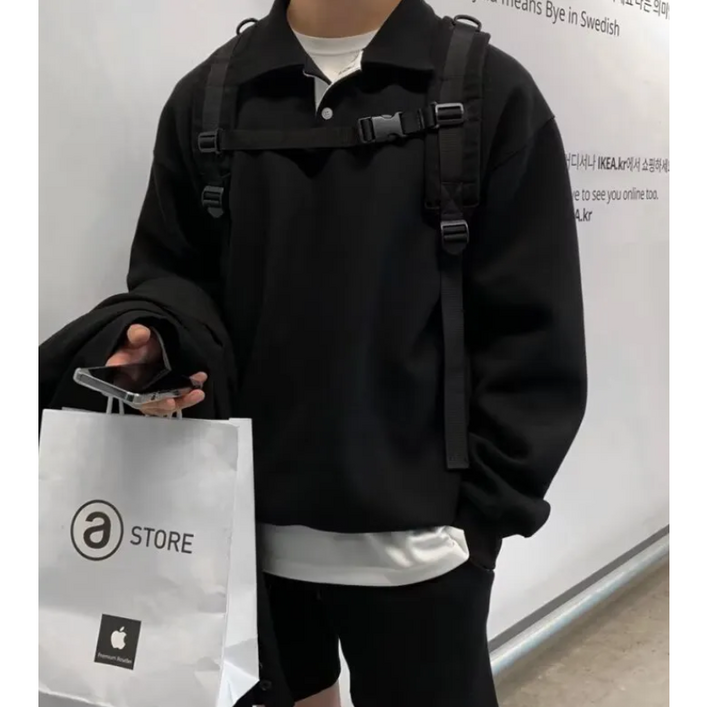 Novastar 남성 맨투맨 빅 사이즈 캐주얼 루즈핏 카라 맨투맨