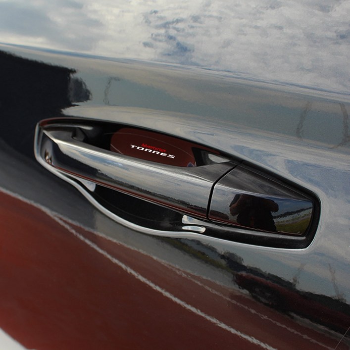 와이앤유토레스 로고 레터링 포인트 인쇄 투명 도어컵 손잡이 긁힘방지 스티커 보호필름