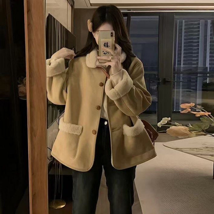 yelltata 겨울 신상 램스울 루즈핏 스타일리시한 여자 코트