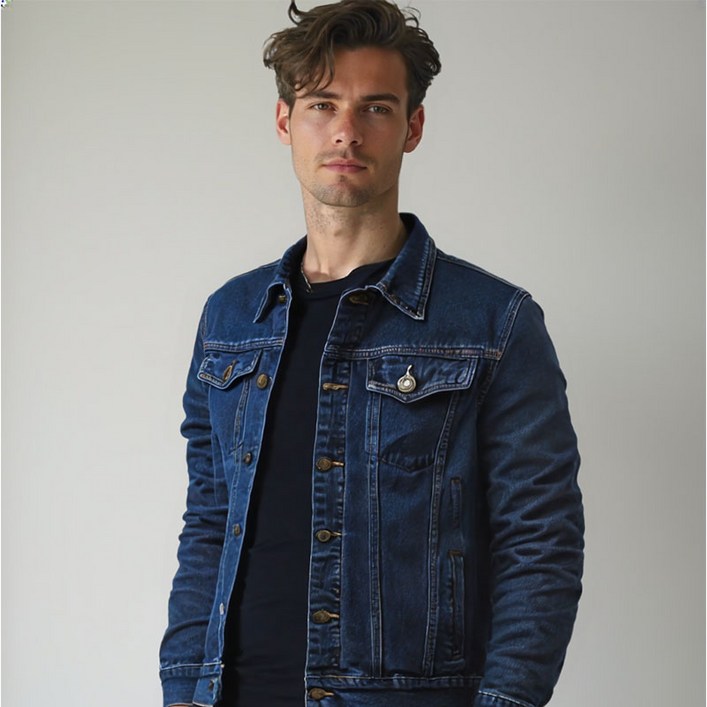 EARON 데님 트러커 라인 청자켓