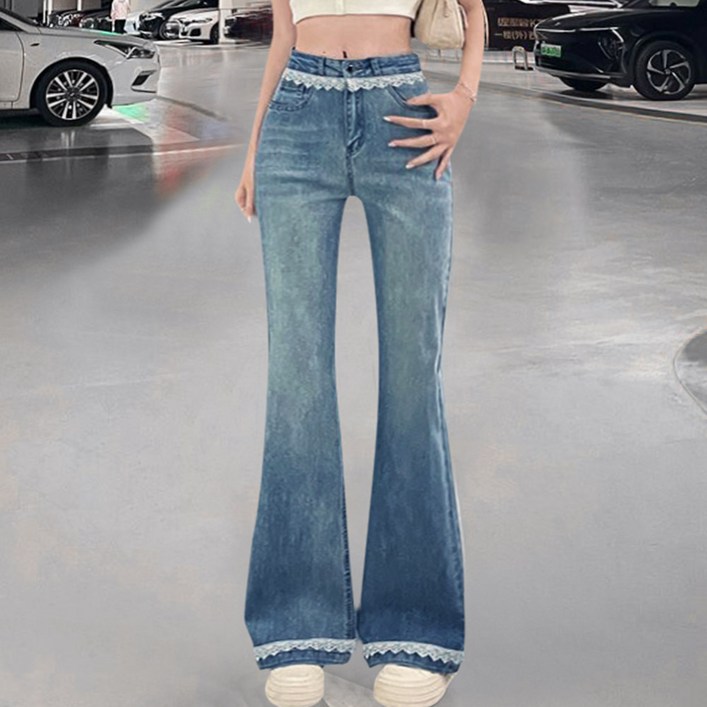 대박난박양 레이스 부츠컷 와이드 스판청바지
