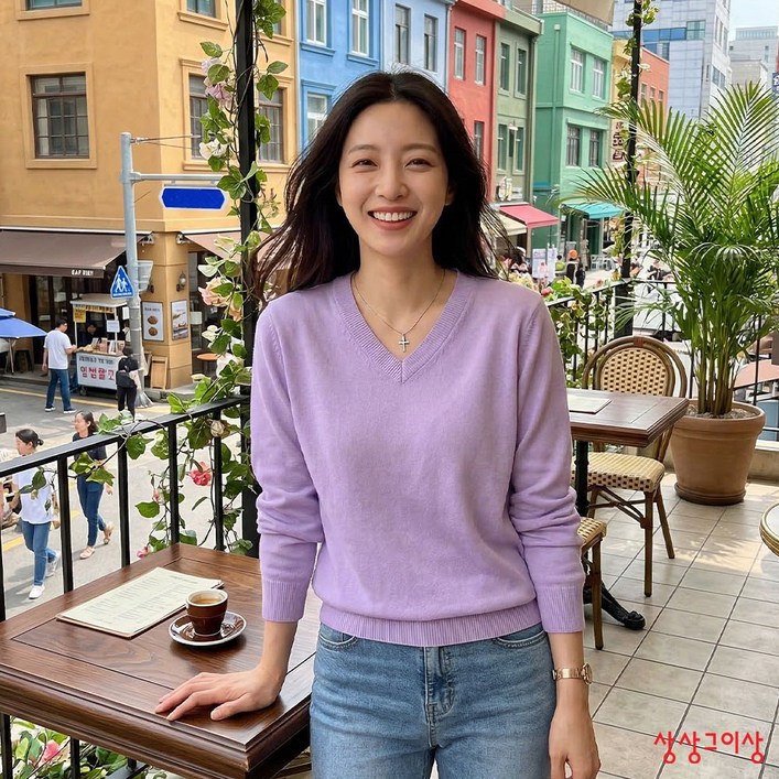 상상그이상 여성용 촉감왕 기본 브이넥 캐시미어 니트