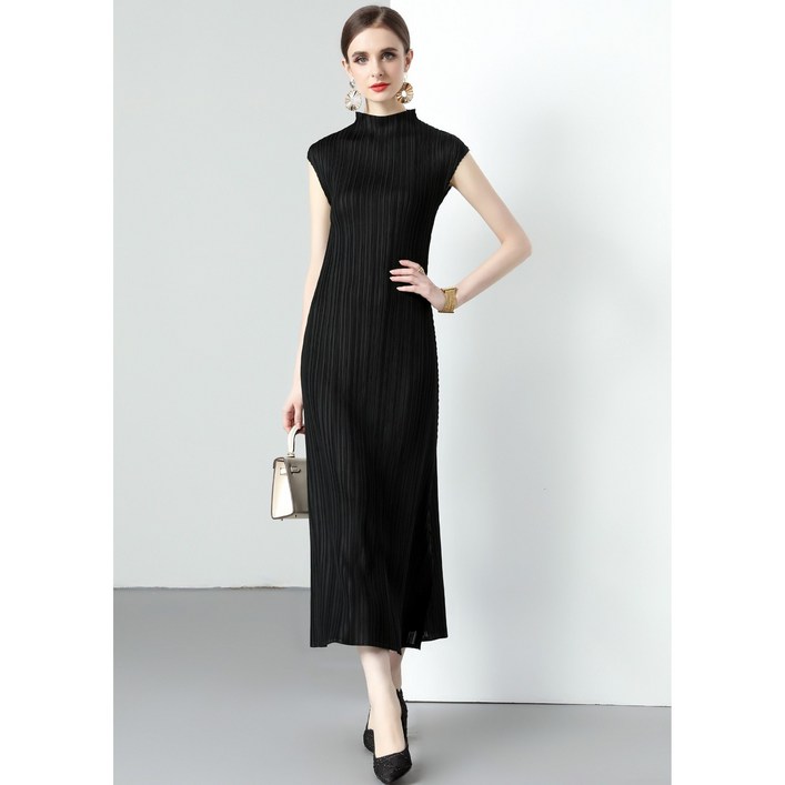 플리츠주름나시원피스 더블샵 고급스런 민소매 주름롱원피스