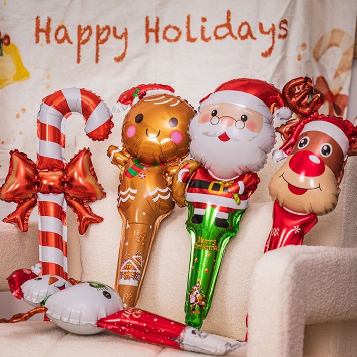 큰손할인 크리스마스 풍선스틱 5p 선물 장식 파티용품 이벤트 헬륨풍선 촬영소품 벽장식
