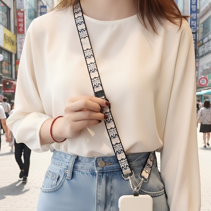 꼬이지 않는 에스픽 플로안 핸드폰 크로스 바디 스트랩, 보헤미안01, 1개