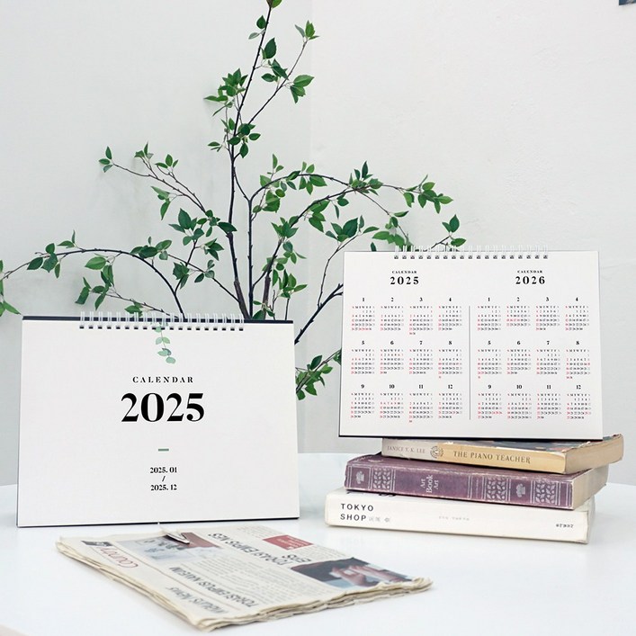보아스넷 2025년 2026년 감성 탁상 데스크 스케줄 달력, 1개, 2025년도