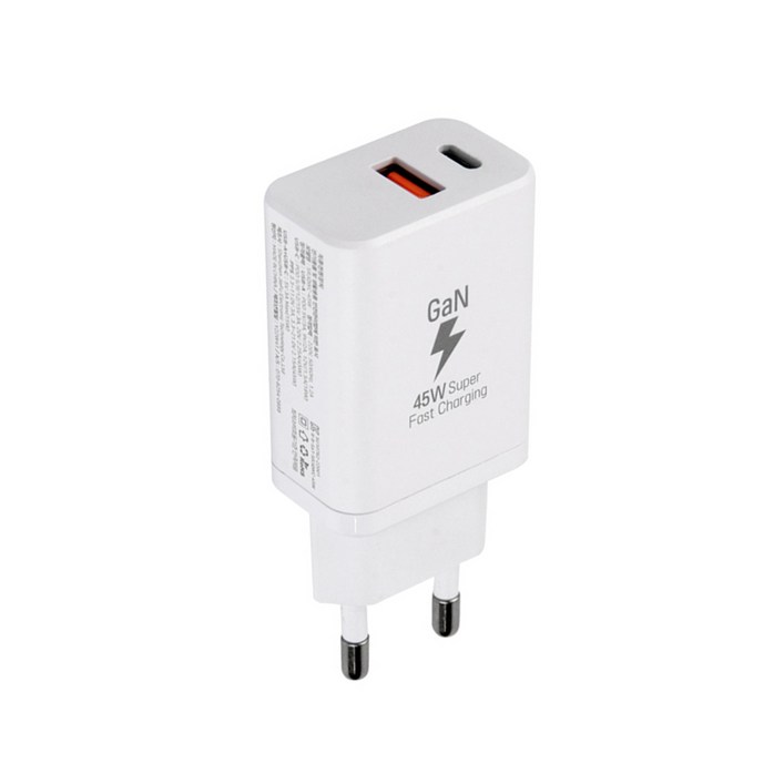 지파워 2구 초고속 45W PD3.0 or PPS 충전기 갤럭시전기종 및 아이폰15 호환, 화이트45W 2구 케이블없음, 1개