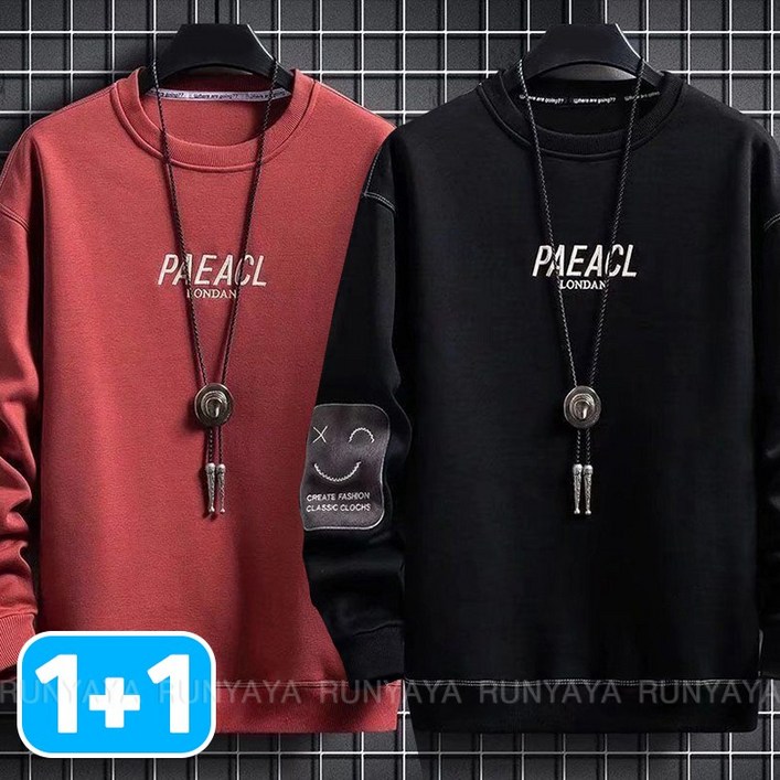 11  기모 맨투맨 티 빅사이즈 남성 긴팔티 박시티 캐주얼 겨울 긴팔 티셔츠 남자티  D99U