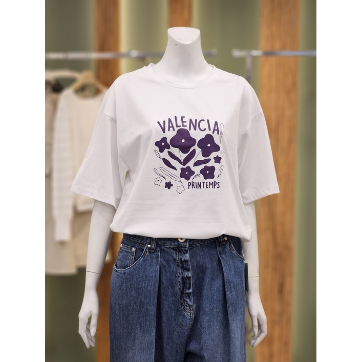 발렌시아 시아 밑단 스트링 반팔 티셔츠 245GC55
