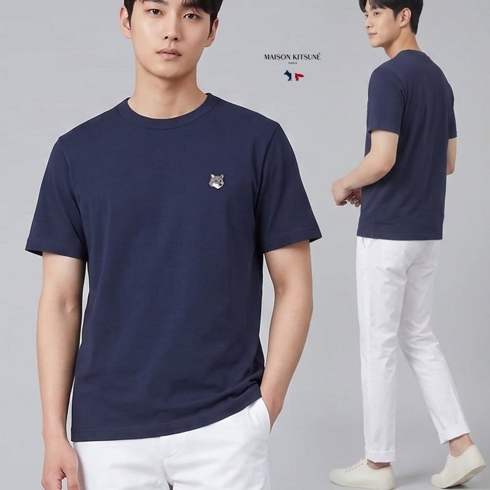 메종키츠네 FOX HEAD 컴포트 크루넥 반팔티 PM00108KJ7025 0413