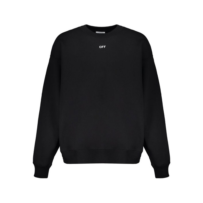 오프화이트 긴소매 골지 스웨트셔츠