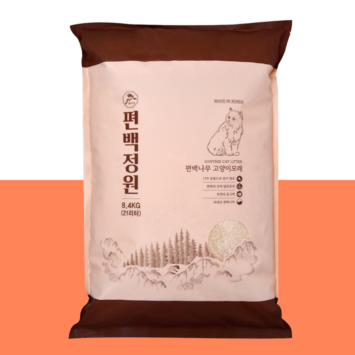 편백나무 먼지없는 고양이모래 편백나무모래 대용량 2입 1박스 16.8KG42L, 2개, 21L