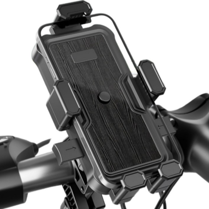 이일영육 360도회전 한손으로 원터치잠금 자전거 바이크 오토바이 휴대폰 거치대, 클래시블랙
