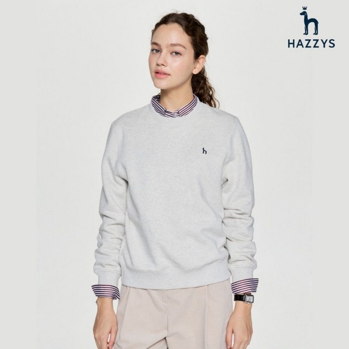 백화점정품 25년NEW 헤지스레이디스 HAZZYS 25FW 아이코닉 SETUP 코튼 블렌드 기모 스웨트셔츠 HSTS5D901 5D901