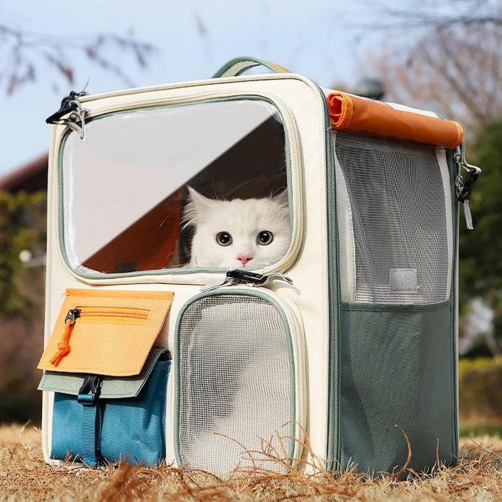 ZOZOFO 백팩 고양이 이동장 강아지 이동가방 접이식 반려동물백팩 이너쿠션