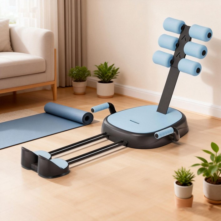 홈트 복근 운동기  리저브 밴드 세트  복부 마사지, 윗몸일으키기 보조, 전신 코어 트레이닝, 한 대로 끝내는, Blue, COLOR