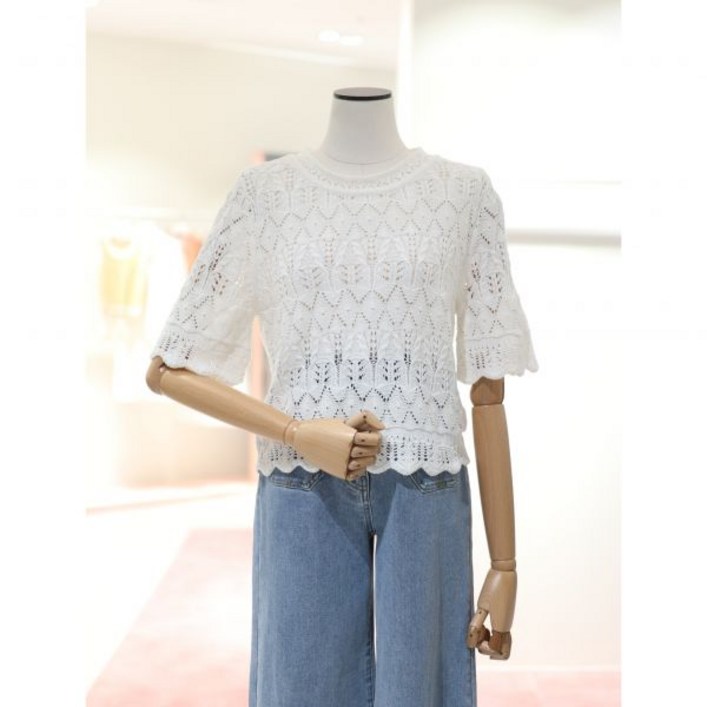 잇미샤 크로쉐 스칼럽 니트탑 ITO5KPO130