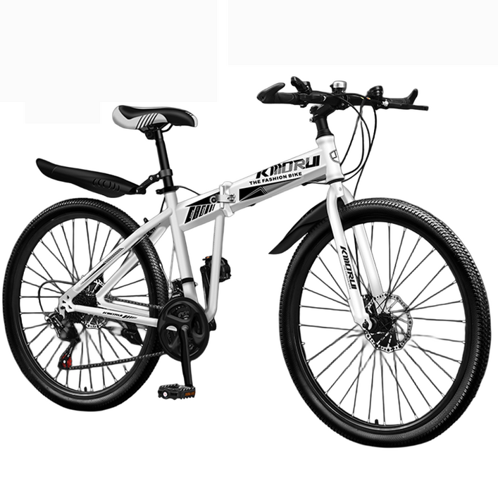 GT 충격흡수 MTB 산악 접이식 자전거 24인치 26인치 입문용 휴대용 가성비 출퇴근, 스포크휠 화이트, 1개, 67cm