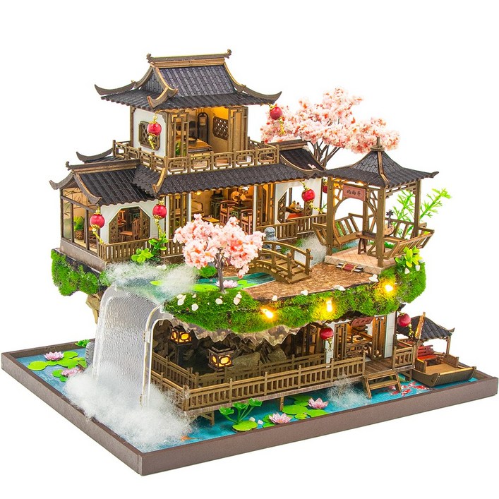 옥탑방어른이 DIY 미니어처 하우스 만들기 대형 연못 위 장원한글메뉴얼포함 OCTP005