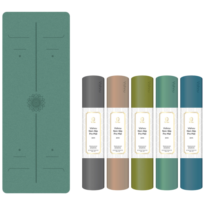 비슈누 만다라 센터라인 요가매트, 올리브색, 1개