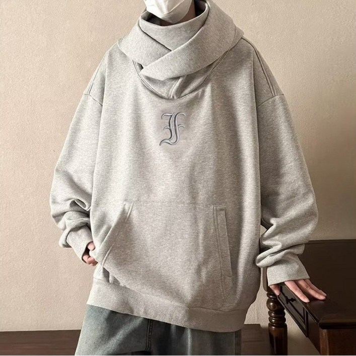 킹앤조이 크로스 넥워머 스트릿 후드 티셔츠