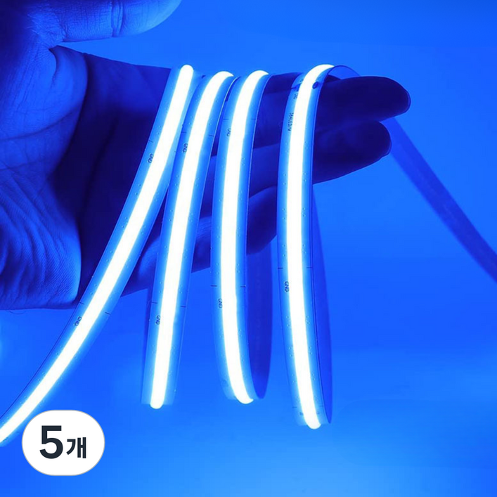 원그리드 USB COB LED 스트립 5m 잘라쓰는 줄조명 밝기조절, 5개, 아이스블루