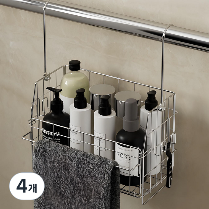 마치홈 스텐레스 무타공 욕실선반 바스켓, 4개