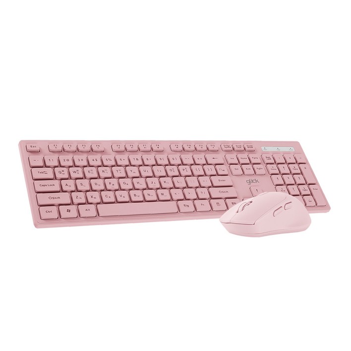 지클릭커 OFFICE PRO 인체공학 무소음 무선 키보드  마우스 세트, 핑크