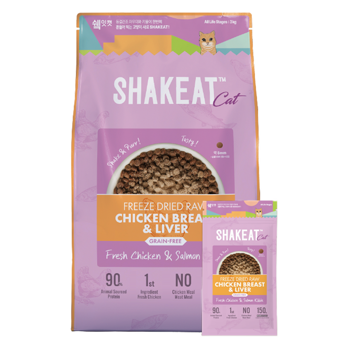 쉨잇 전연령 캣 동결건조 프레시 치킨살몬 키블 건식사료 20p, 닭닭간, 3kg, 1개