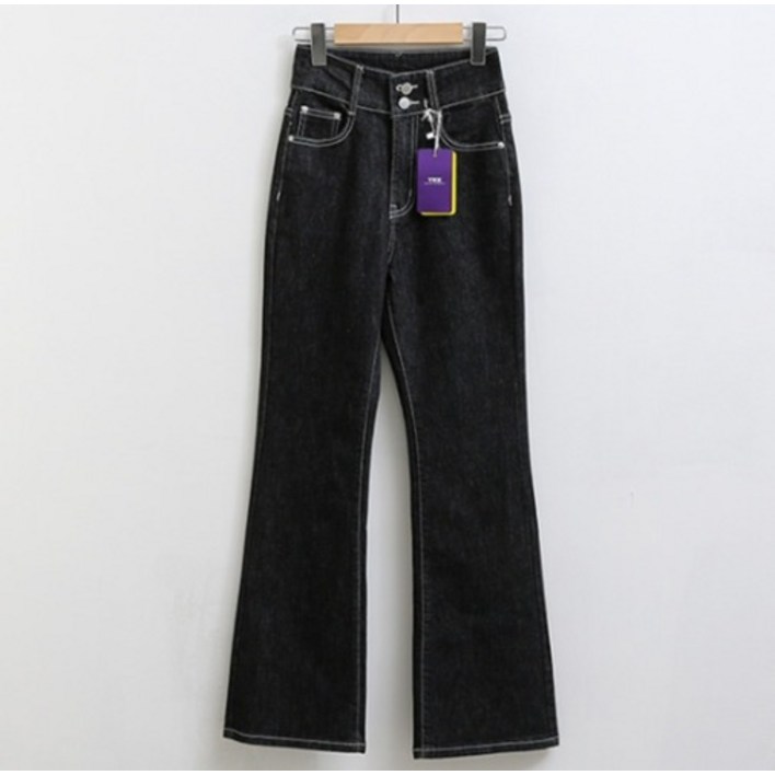 피핀 여성용 숏중롱 논페이드 생지 투버튼 부츠컷 팬츠 79901