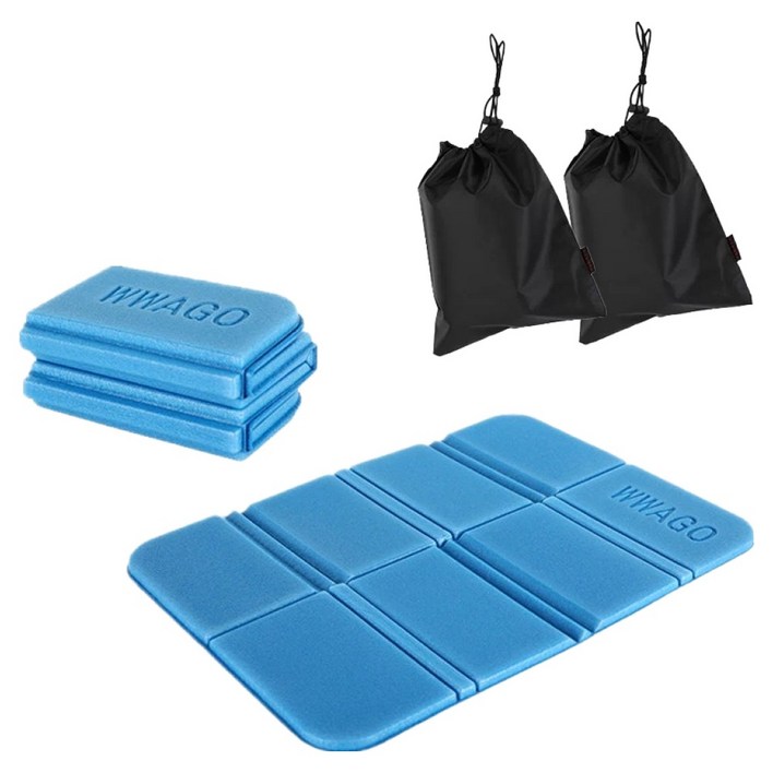 WWAGO 디어까사 경량 8단 접이식 등산방석 2p  파우치 2p 세트, 블루