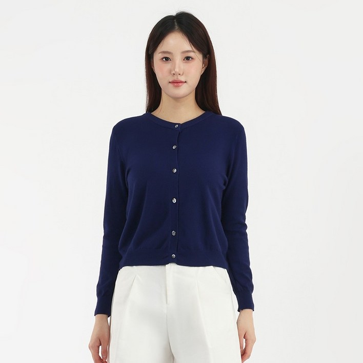 엘쏘 여성용 소프트 컬러 라운드 니트 가디건