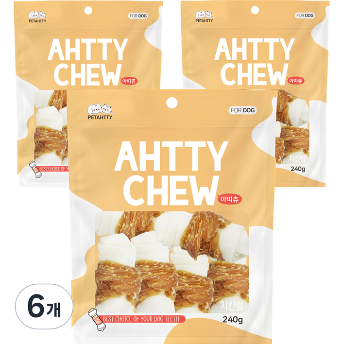 강아지 아띠츄 치킨우유껌 중형 240g, 치킨 우유 혼합맛, 6개 강아지 아띠츄 치킨우유껌 중형 240g, 치킨 우유 혼합맛, 6개