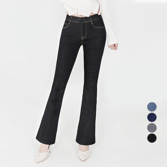닷이프 여성용 롱숏 기장 스판좋은 히든밴딩 슬림 부츠컷 청바지