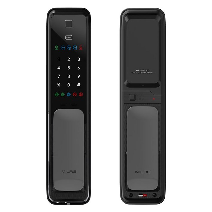 밀레시스텍 푸시풀 지문인식 스마트 도어락 블랙 MEP71F, MEP71F, 방문설치