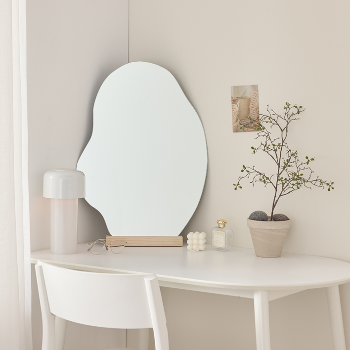 데코퍼니쳐 비정형 화장대 거울, 화이트