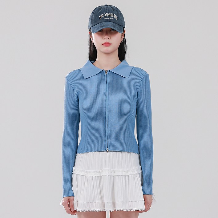 엘쏘 여성용 골지 카라 투웨이 집업 긴팔 니트