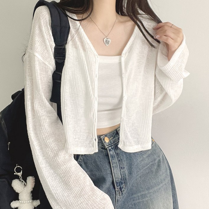 여성용 팅팅 크롭 가디건