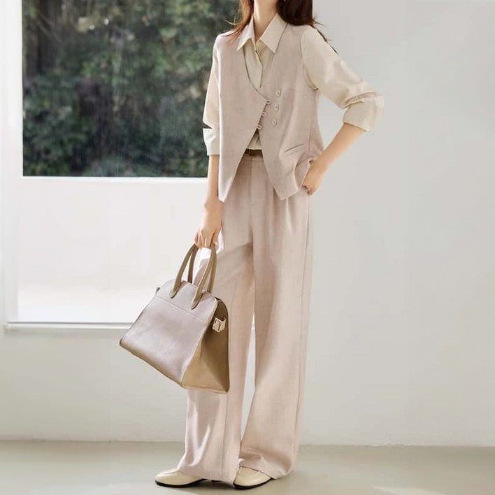 페이퍼먼츠 마엘드 사선 조끼  와이드 팬츠 정장 세트 12084