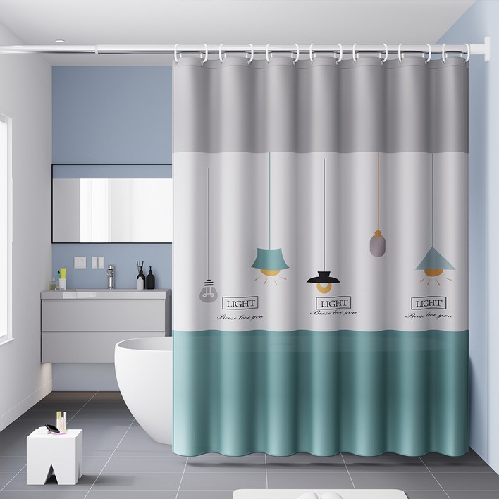 누리아띠 PEVA 위생 고리형 방수 욕실 공간분리 샤워커튼, 1개, 샹들리에