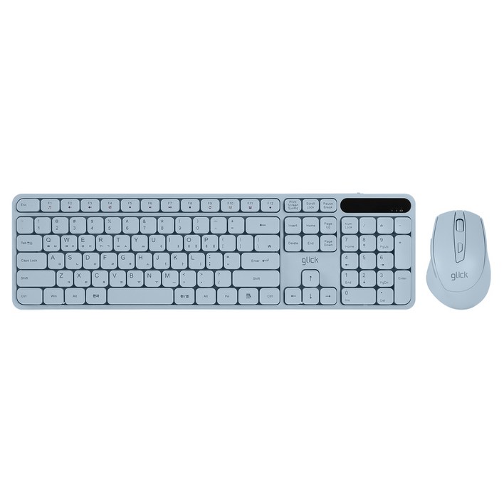 지클릭커 OFFICEPRO 사일런트 L 무소음 인체공학 무선 키보드 + 마우스 세트, 블루, WMK70, 일반형