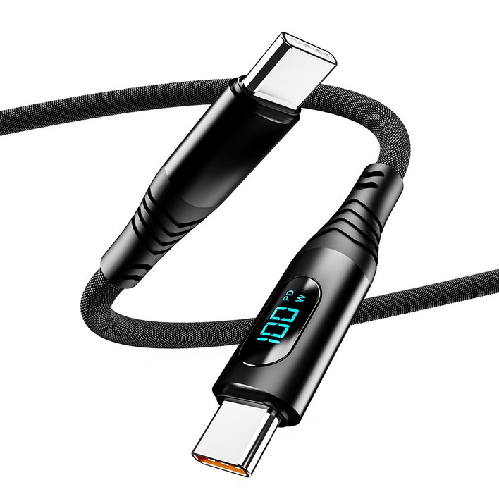 일리온 C타입-C타입 PD충전 100W LCD 디스플레이 패브릭 케이블