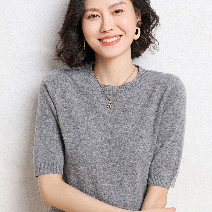 NEW 여름 여성 데일리 라운드 반팔 니트여자 니트탑 소프트 프리미엄원단미녹지구