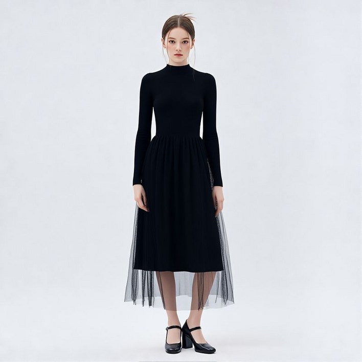 샤 플레어 니트 원피스 P5COP002M