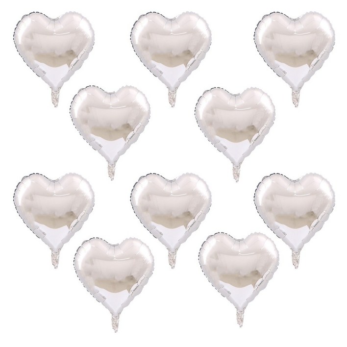 올리브파티 하트 은박풍선 18인치 45cm 파티용품 세트, 10매, 실버