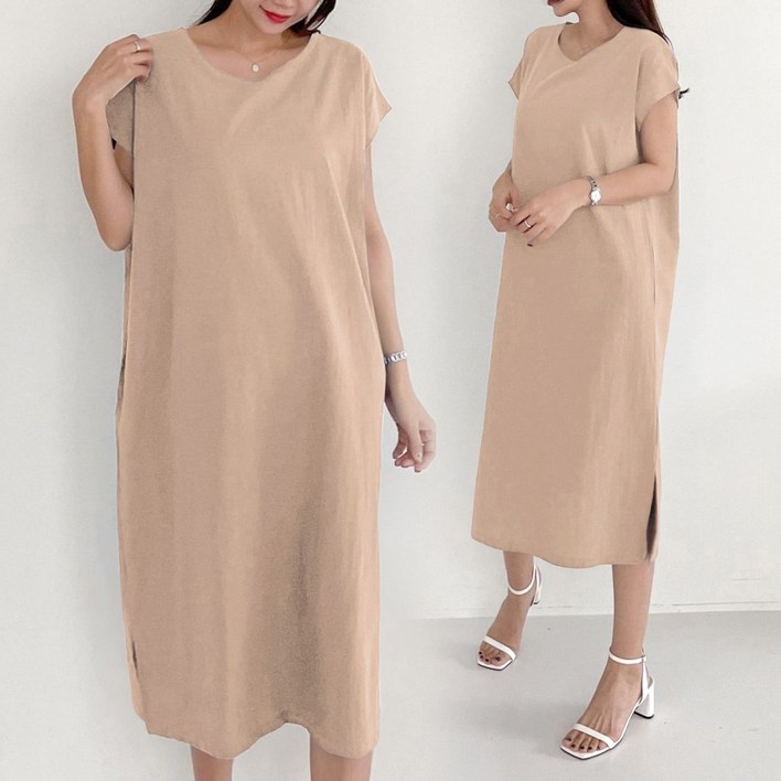 와일드펫 여성 코나 린넨 가오리 롱 원피스 루즈핏