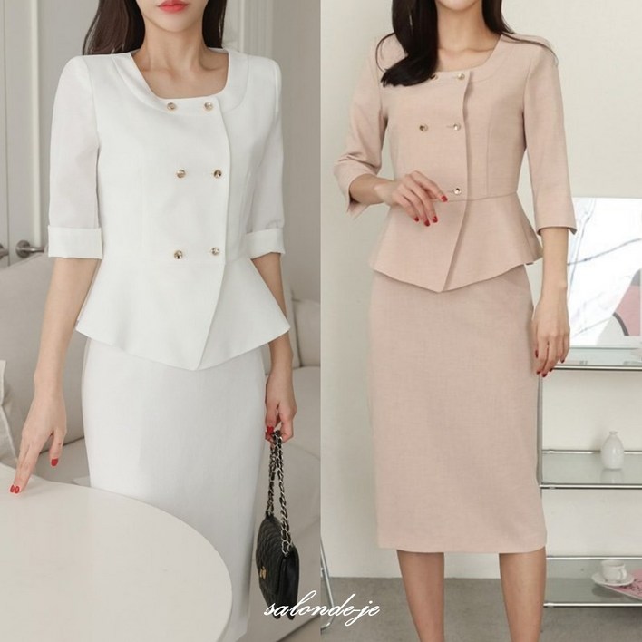 여름 여성정장 세트 치마 정장 세트 투피스 면접복장 세미정장