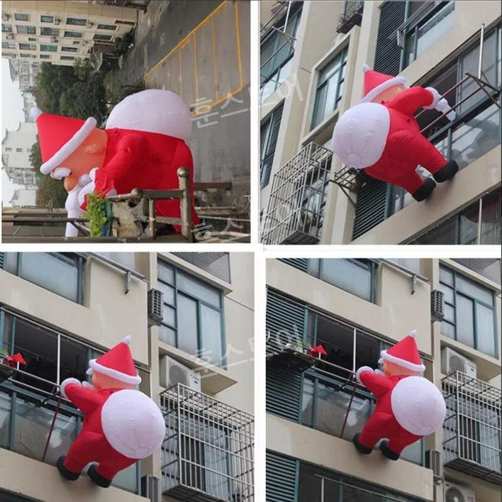 크리스마스 대형 풍선 산타 클로스 등반