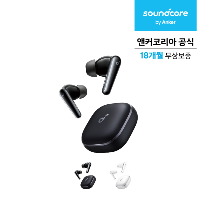 앤커 사운드코어 리버티5 노이즈캔슬링 블루투스이어폰, 블랙, A3957