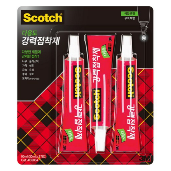 3M 스카치 다용도 강력접착제 에멀젼형 멀티팩, 3개